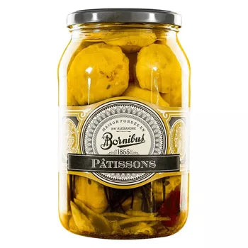 Bornibus eibgelegte Patissons Kürbisse